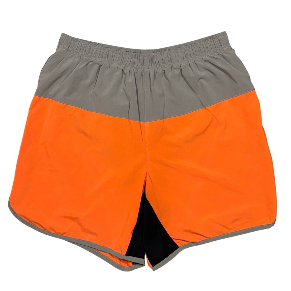 Rabbit Orange Gray Lined Running Shorts California USA Mens Size Large